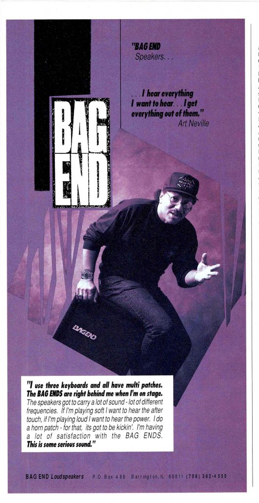 Art Neville with his Bag End Speaker in Keyboard Player Magazine, Circa 1990